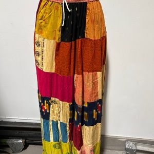Boho Patchwork Skirt * Long Gypsy Hippie Tiered in 100% Silky Rayon * Maxi Full